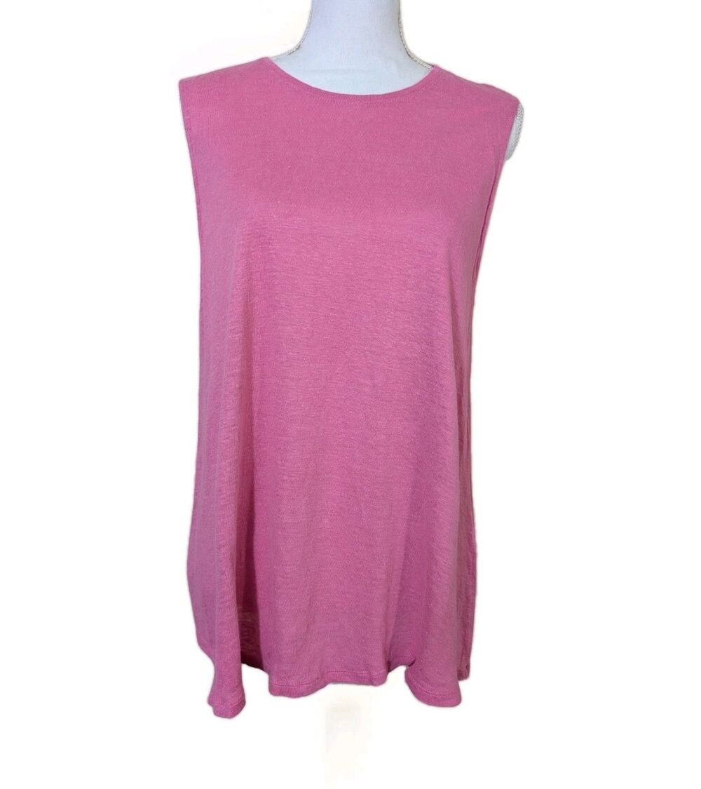 Coastal Grandma Linen Top Womens Medium Sleeveless Lightweight Tunic Beachy